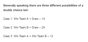 What does double chance mean in betting — 12, 1X, X2 in football