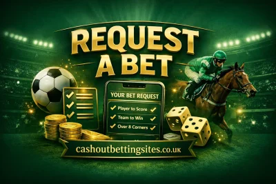 Request a Bet betting feature banner with football, horse racing and custom bet builder